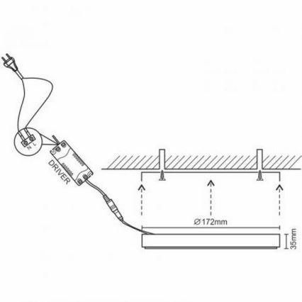 LED lubinis šviestuvas LED/12W/230V 4000K diametras 17,2 cm