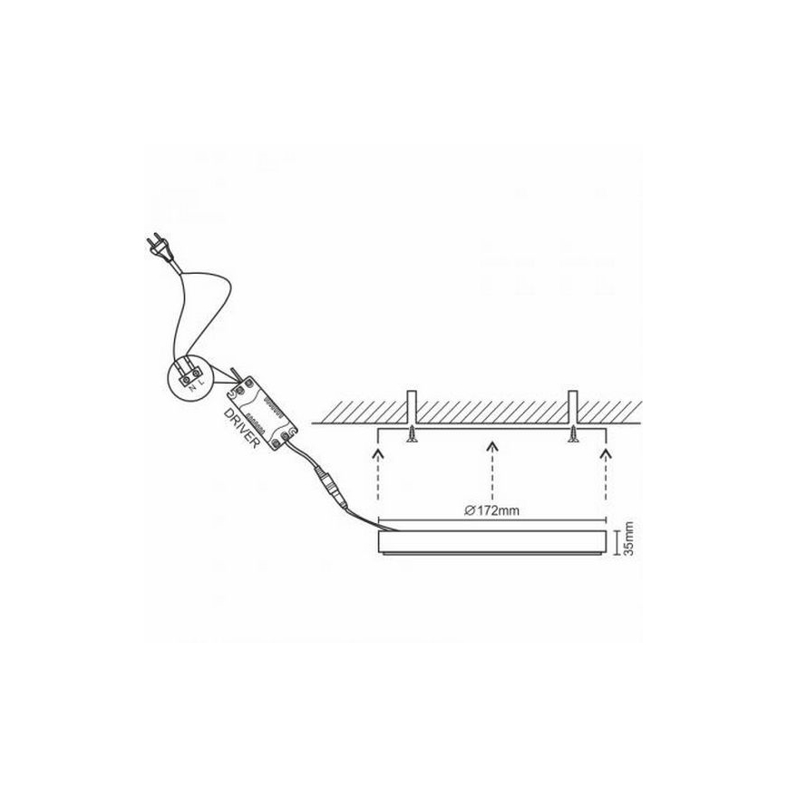 LED lubinis šviestuvas LED/12W/230V 4000K diametras 17,2 cm