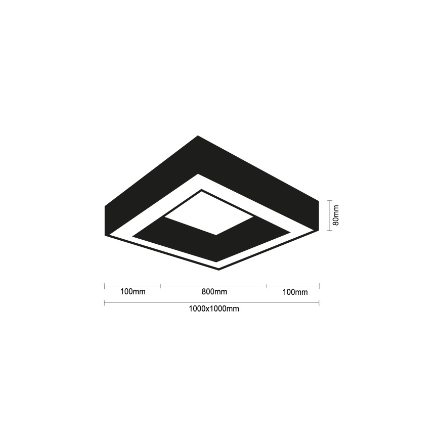 LED lubinis šviestuvas LED/130W/230V 3000/4000/6500K 100x100 cm juodas