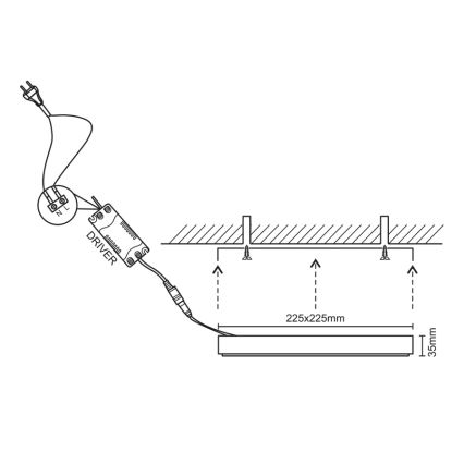 LED lubinis šviestuvas LED/18W/230V 4000K 22,5x22,5 cm