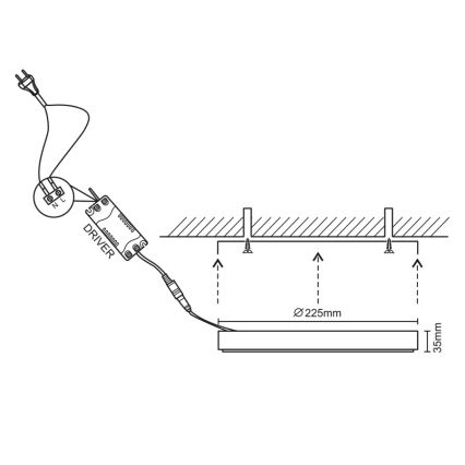 LED lubinis šviestuvas LED/18W/230V 4000K diametras 22,5 cm