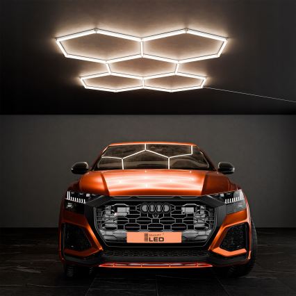 LED lubinis šviestuvas HEXAGON LED/192W/85-265V 4000K 298x209 cm CRI 90 IP54 baltas