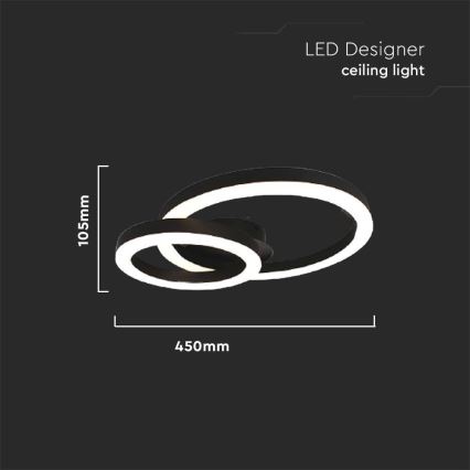 LED lubinis šviestuvas LED/20W/230V 3000K juoda