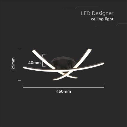 LED lubinis šviestuvas LED/20W/230V 3000K juoda