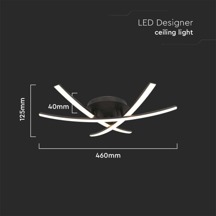 LED lubinis šviestuvas LED/20W/230V 3000K juoda