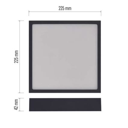 LED Lubinis šviestuvas NEXXO LED/21W/230V 3000/3500/4000K 22,5x22,5 cm juodas