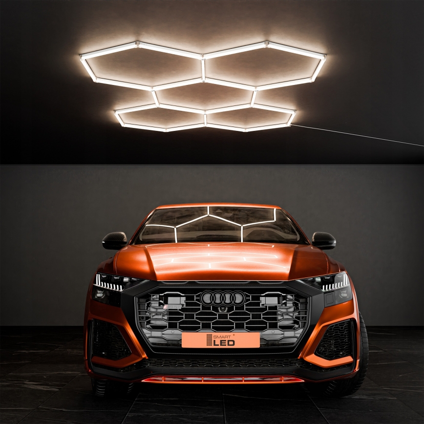 LED lubinis šviestuvas HEXAGON LED/240W/85-265V 4000K 298x209 cm CRI 90 IP44 balta