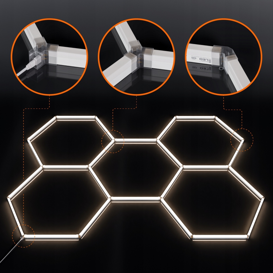 LED lubinis šviestuvas HEXAGON LED/240W/85-265V 4000K 298x209 cm CRI 90 IP44 balta