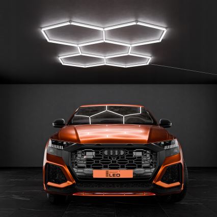 LED lubinis šviestuvas HEXAGON LED/240W/85-265V 6500K 298x209 cm CRI 90 IP44 baltas