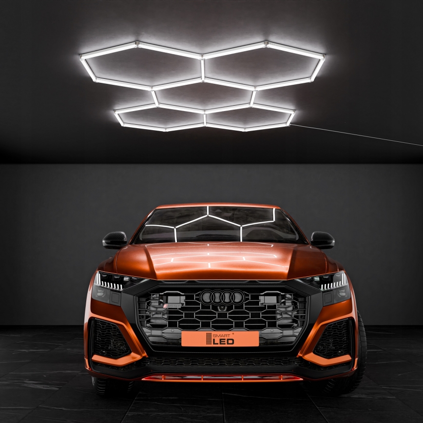 LED lubinis šviestuvas HEXAGON LED/240W/85-265V 6500K 298x209 cm CRI 90 IP44 baltas