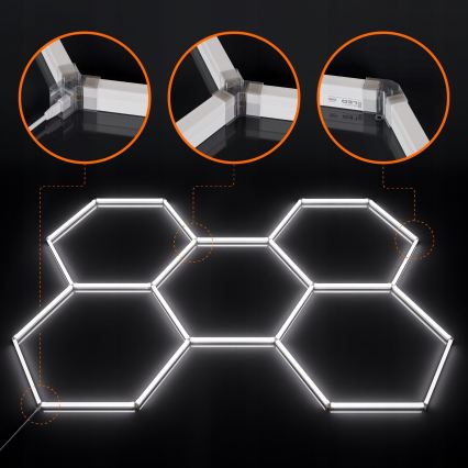 LED lubinis šviestuvas HEXAGON LED/240W/85-265V 6500K 298x209 cm CRI 90 IP44 baltas