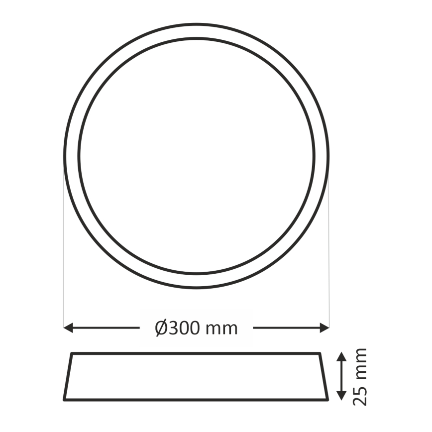 LED lubinis šviestuvas LED/24W/230V 3000/4000/6500K skersmuo 30 cm juodas