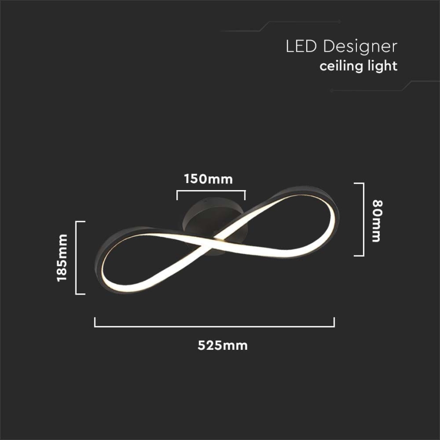 LED lubinis šviestuvas LED/24W/230V 3000K juoda