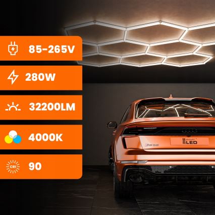 LED lubinis šviestuvas HEXAGON LED/280W/85-265V 4000K 313x298 cm CRI 90 IP54 balta