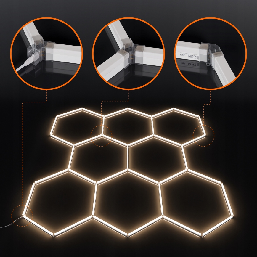 LED lubinis šviestuvas HEXAGON LED/280W/85-265V 4000K 313x298 cm CRI 90 IP54 balta