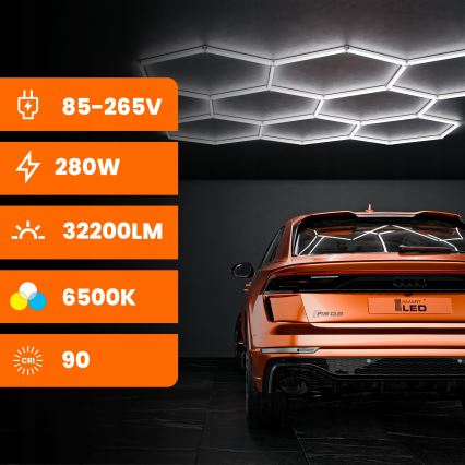 LED lubinis šviestuvas HEXAGON LED/280W/85-265V 6500K 313x298 cm CRI 90 IP54 balta