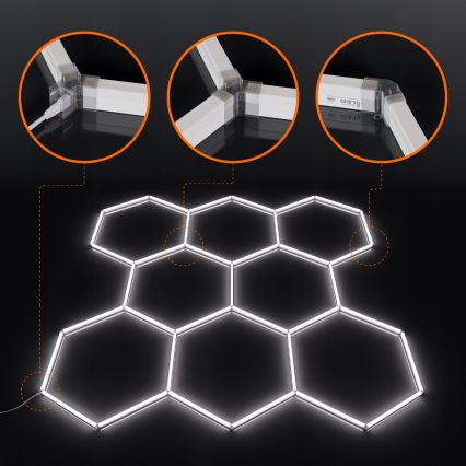 LED lubinis šviestuvas HEXAGON LED/280W/85-265V 6500K 313x298 cm CRI 90 IP54 balta