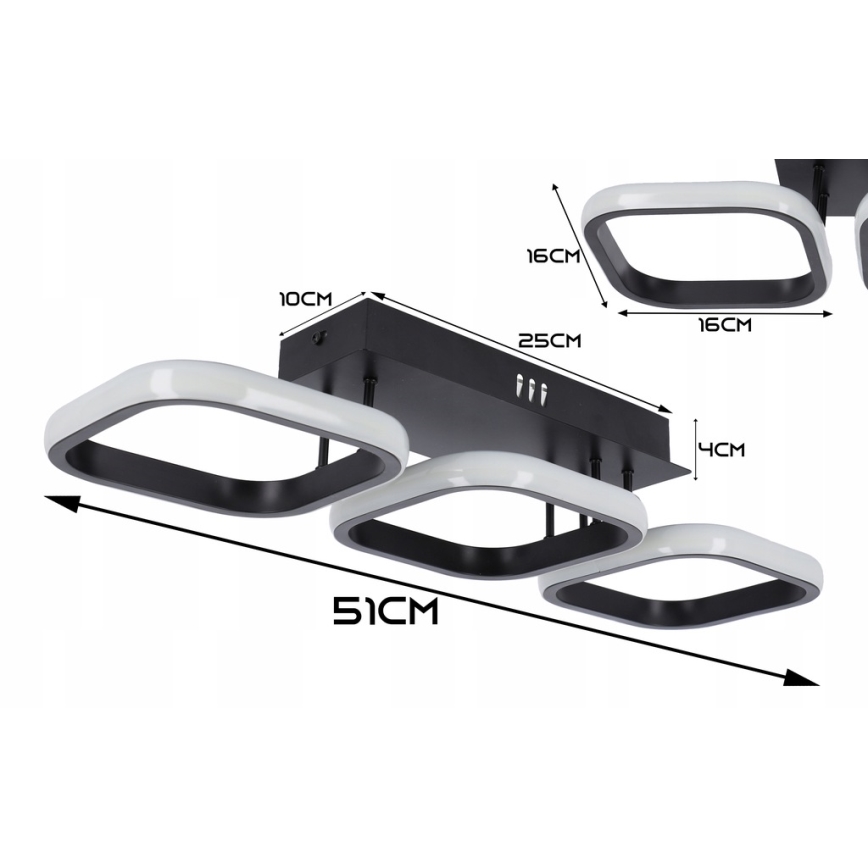 LED lubinis šviestuvas LED/33W/230V juodas