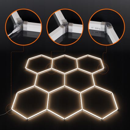 LED lubinis šviestuvas HEXAGON LED/350W/85-265V 4000K 313x298 cm CRI 90 IP44 baltas