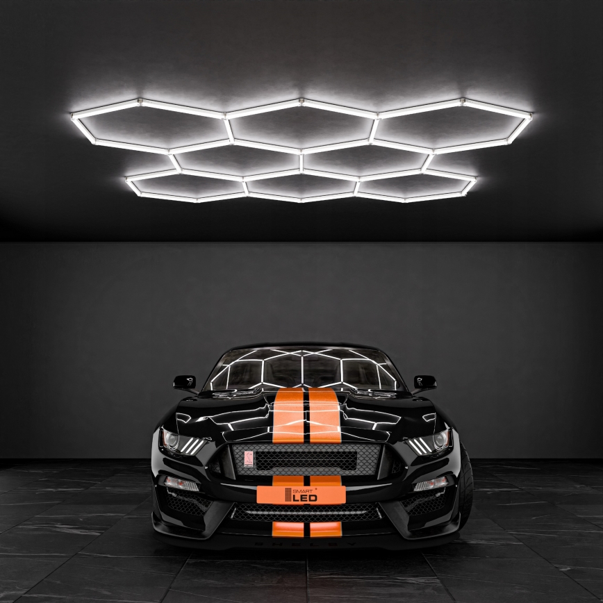 LED lubinis šviestuvas HEXAGON LED/350W/85-265V 6500K 313x298 cm CRI 90 IP44 balta