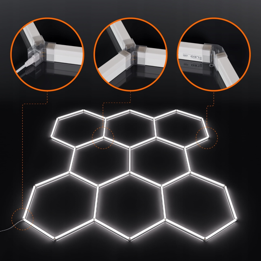 LED lubinis šviestuvas HEXAGON LED/350W/85-265V 6500K 313x298 cm CRI 90 IP44 balta