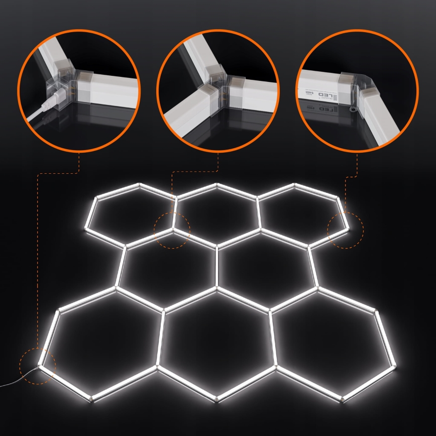 LED lubinis šviestuvas HEXAGON LED/350W/85-265V 6500K 313x298 cm CRI 90 IP54 balta