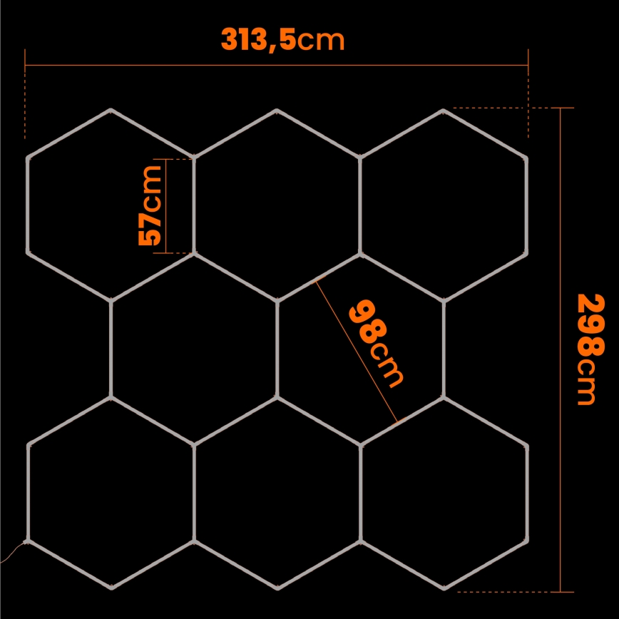 LED lubinis šviestuvas HEXAGON LED/350W/85-265V 6500K 313x298 cm CRI 90 IP54 balta