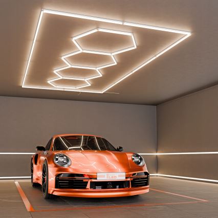 LED lubinis šviestuvas HEXAGON LED/384W/85-265V 4000K 484x243 cm CRI 90 IP54 balta