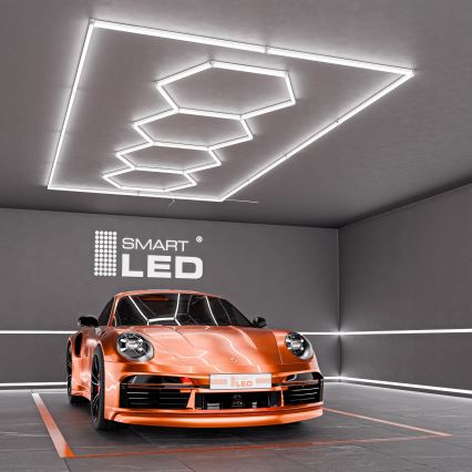 LED lubinis šviestuvas HEXAGON LED/384W/85-265V 6500K 484x243 cm CRI 90 IP54 balta