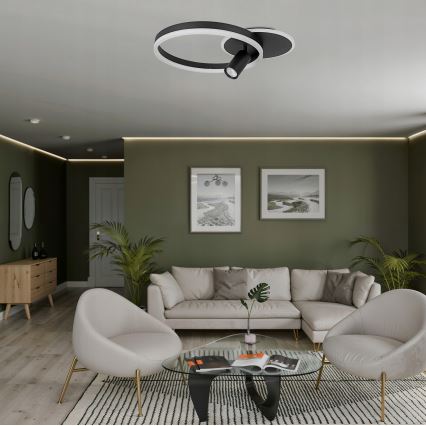 LED lubinis šviestuvas LED/38W/230V + 1xGU10/30W juodas