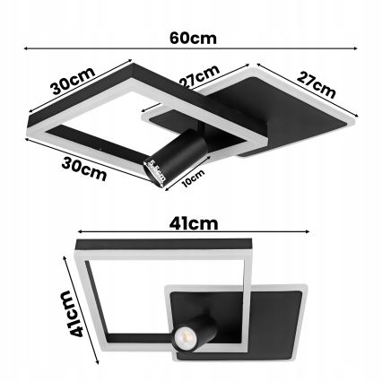LED lubinis šviestuvas LED/38W/230V + 1xGU10/30W juodas