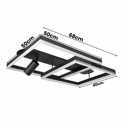LED lubinis šviestuvas LED/38W/230V + 1xGU10/30W juodas