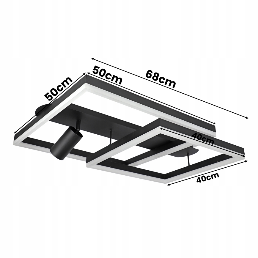 LED lubinis šviestuvas LED/38W/230V + 1xGU10/30W juodas