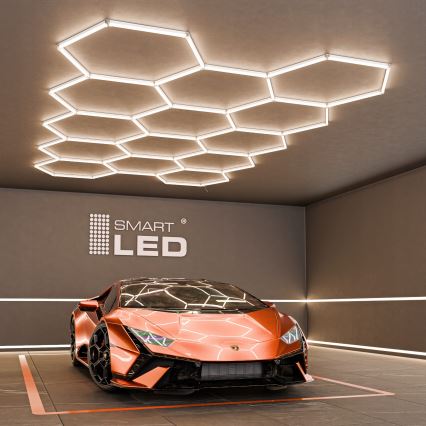 LED lubinis šviestuvas HEXAGON LED/426W/85-265V 6500K 484x243 cm CRI 90 IP54 baltas