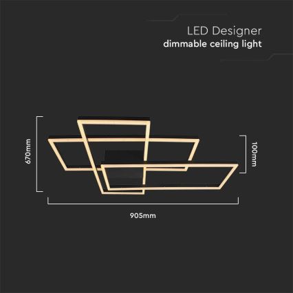 LED lubinis šviestuvas LED/47W/230V 3000K juoda