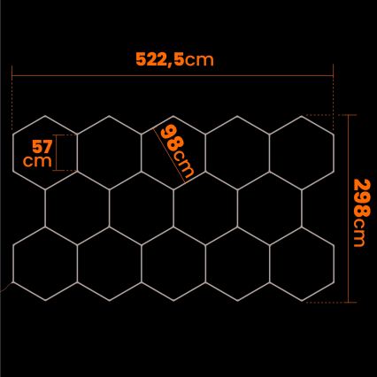 LED lubinis šviestuvas HEXAGON LED/570W/85-265V 4000K 522x298 cm CRI 90 IP44 balta