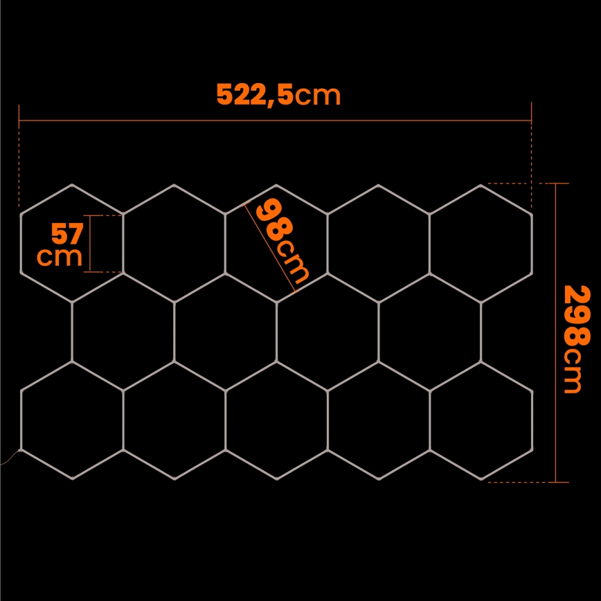 LED lubinis šviestuvas HEXAGON LED/570W/85-265V 4000K 522x298 cm CRI 90 IP44 balta
