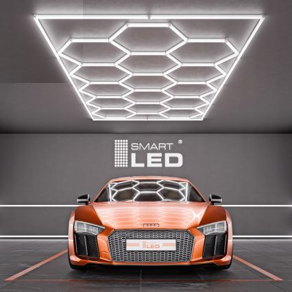 LED lubinis šviestuvas HEXAGON LED/696W/85-265V 6500K 484x243 cm CRI 90 IP54 balta