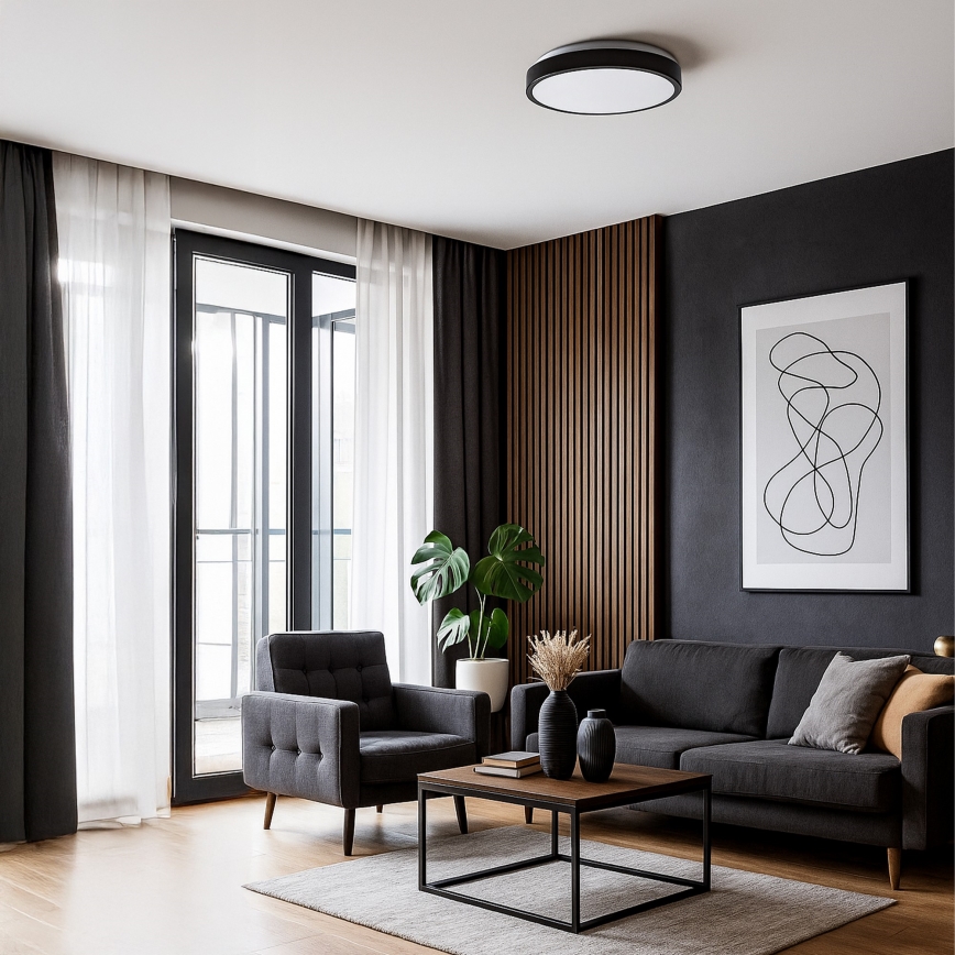 LED lubinis šviestuvas LIBRA LED/15W/230V 4000K, skersmuo 29 cm, juodas