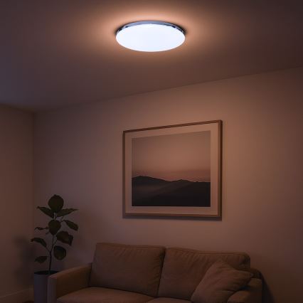 LED lubinis šviestuvas MAYA LED/36W/230V Ø 50 cm blizgus chromas
