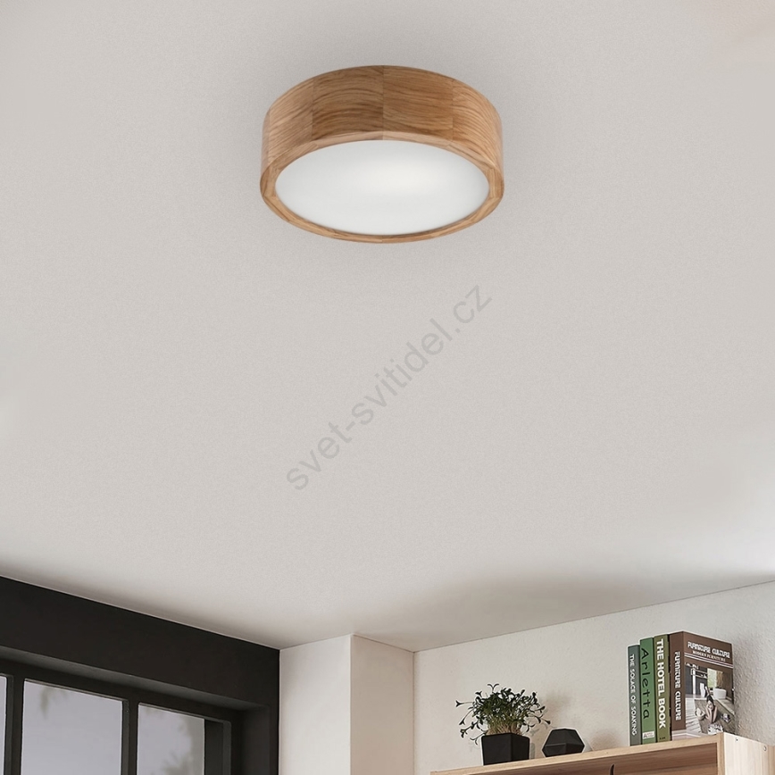 LED Lubinis šviestuvas OAK 1xE27/10W/230V ąžuolo pr. 27 cm