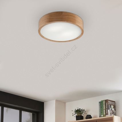 LED Lubinis šviestuvas OAK 2xE27/10W/230V ąžuolas d. 37 cm