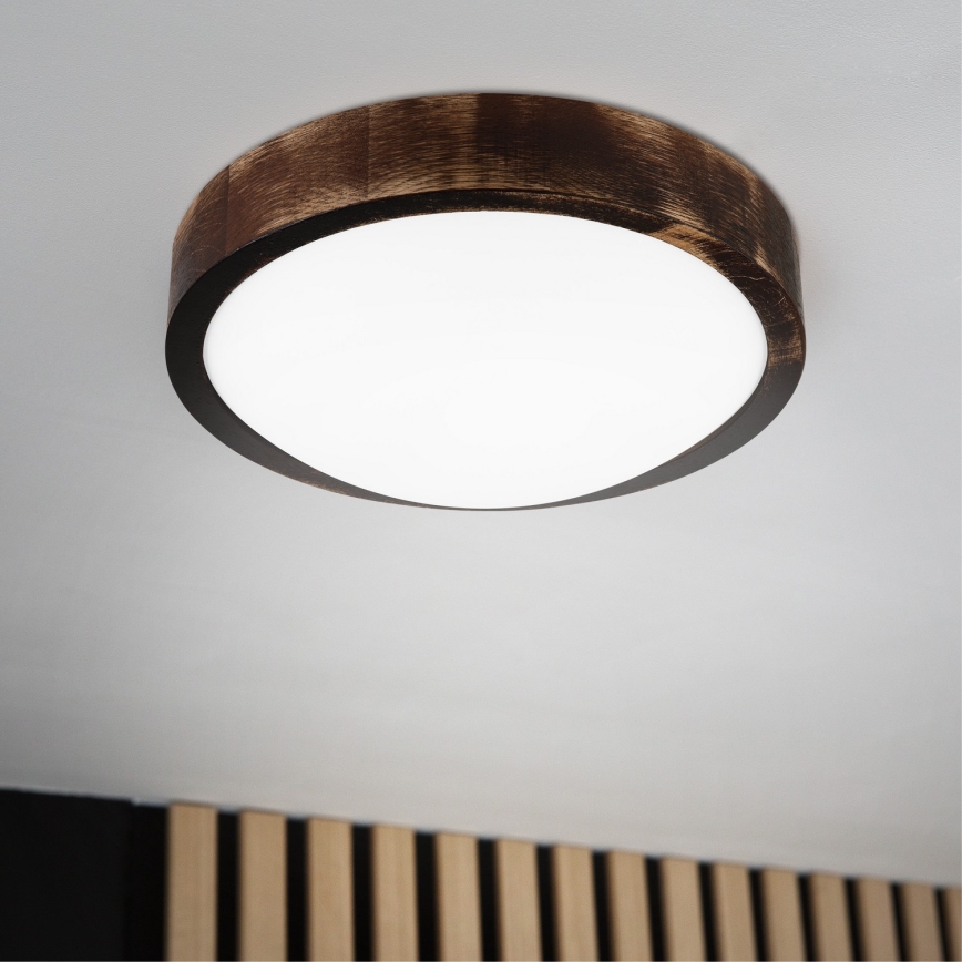LED lubinis šviestuvas OAK SMOKY SLIM LED/20W/230V 4000K Ø 27 cm ąžuolas/tamsiai ruda