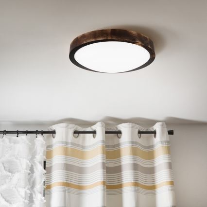 LED lubinis šviestuvas OAK SMOKY SLIM LED/20W/230V 4000K Ø 27 cm ąžuolas/tamsiai ruda