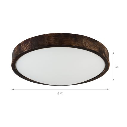LED lubinis šviestuvas OAK SMOKY SLIM LED/36W/230V 4000K, skersmuo 37 cm, ąžuolas / tamsiai ruda