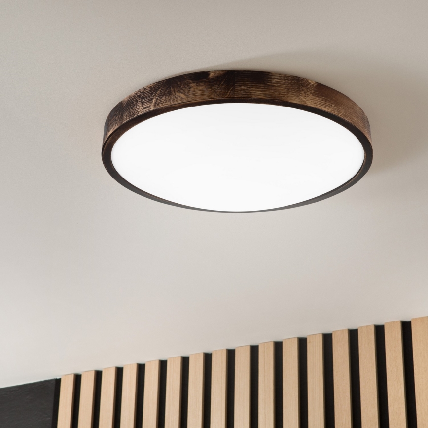LED lubinis šviestuvas OAK SMOKY SLIM LED/36W/230V 4000K Ø 47 cm, ąžuolas/tamsiai ruda