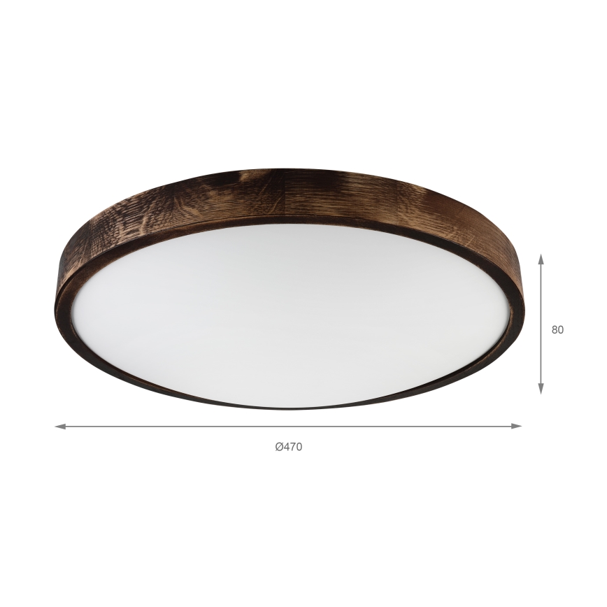 LED lubinis šviestuvas OAK SMOKY SLIM LED/36W/230V 4000K Ø 47 cm, ąžuolas/tamsiai ruda