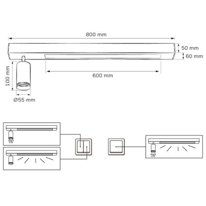 LED lubinis šviestuvas PARYŽIUS LED/24W/230V + 1xGU10/10W juoda