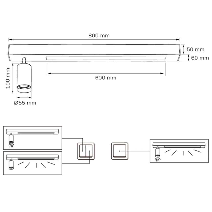 LED lubinis šviestuvas PARYŽIUS LED/24W/230V + 1xGU10/10W juoda