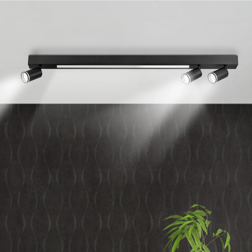 LED lubinis šviestuvas PARYŽIUS LED/24W/230V + 3xGU10/10W juoda